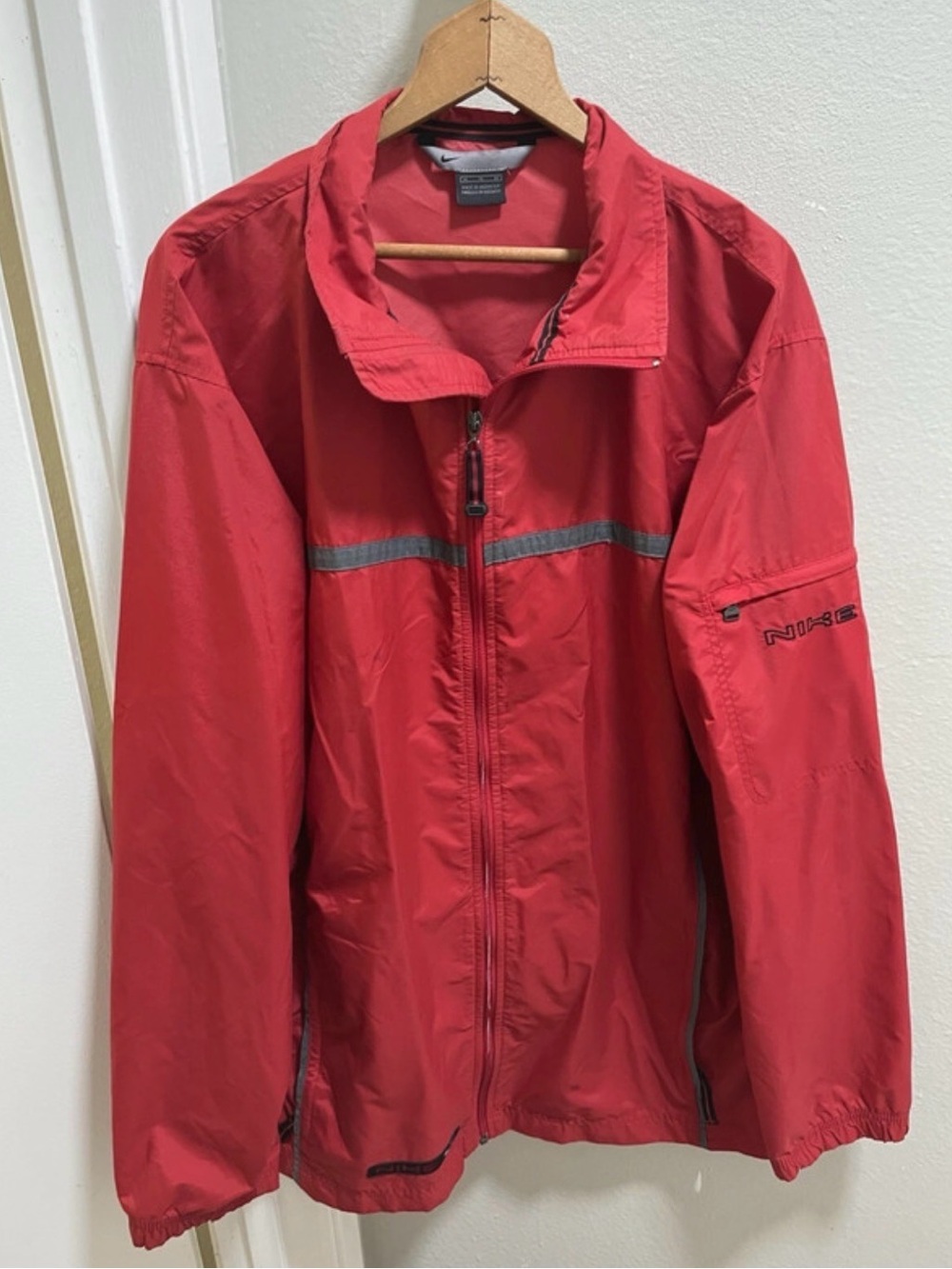 Nike Red Men's Windbreaker Jacket with Reflective Trim